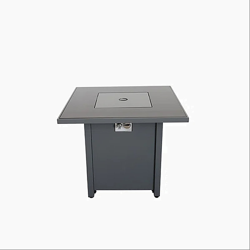 Table de foyer d'extérieur en acier avec couvercle H 25 po x l 30 po