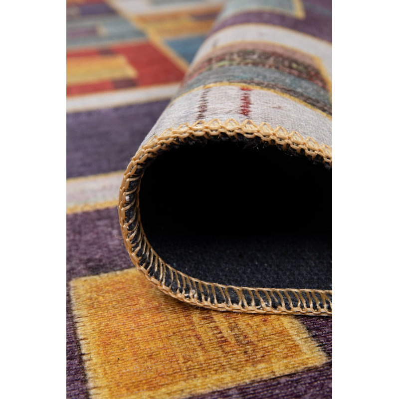 Wencil Luxurious Cotton Area Rug, 3.3 x 6.6 Feet | 100% Cotton, 1200 gr/m² | Pile Height: 0.4 in, Total Thickness: 0.3 in | Antibacterial, Non-Slip PVC Underside, Machine Washable | Elegant Cream, Grey & White Design for Living Room & Bedroom