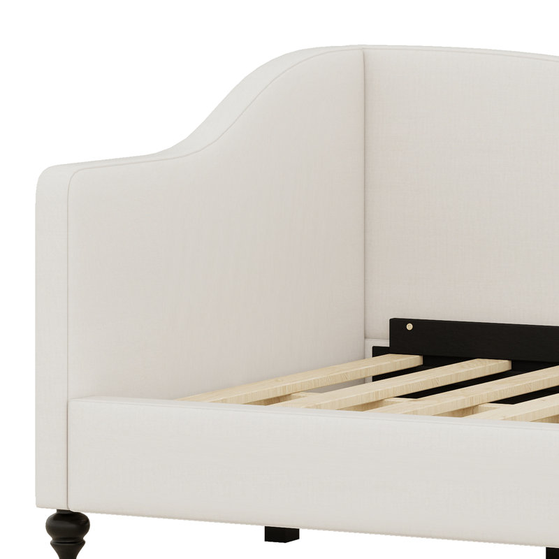 Canapé-lit rembourré multifonctionnel avec accoudoirs, Beige, Lit simple