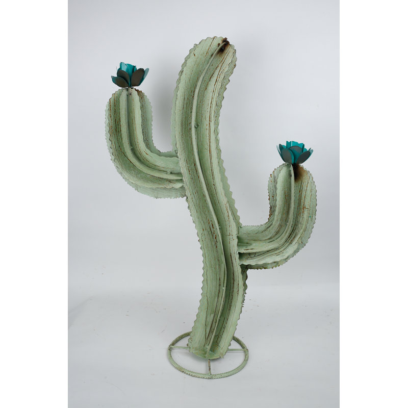 Beckner Curvy Iron Cactus Garden Art, H 34 po x l 24 po x P 9 po, Vert