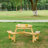 Outdoor 6 Person Picnic Table, 6 Person Round Picnic Table With 3 Built-In Benches, Umbrella Hole, Outside Table And Bench Set-1260888260