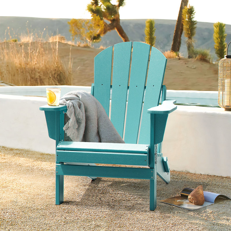 Chaise Adirondack pliante en plastique Bryes, Bleu