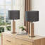 Lampe de table en bois massif H 20,7 po avec abat-jour tambour en lin Gaverne-2125104936