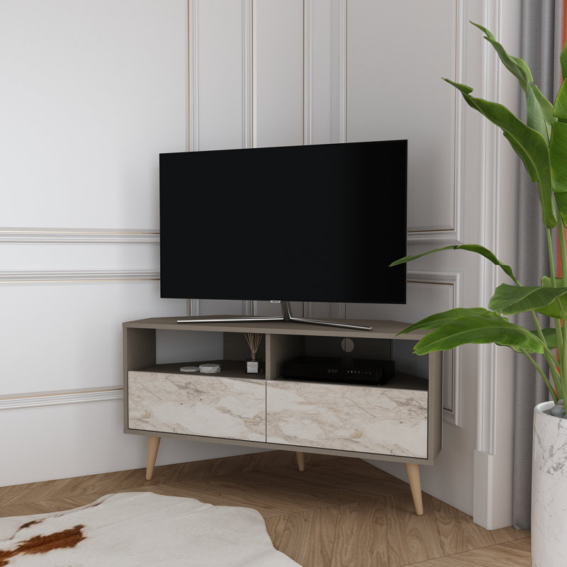Meuble télé de coin 47 po Aura, Noir / Noyer