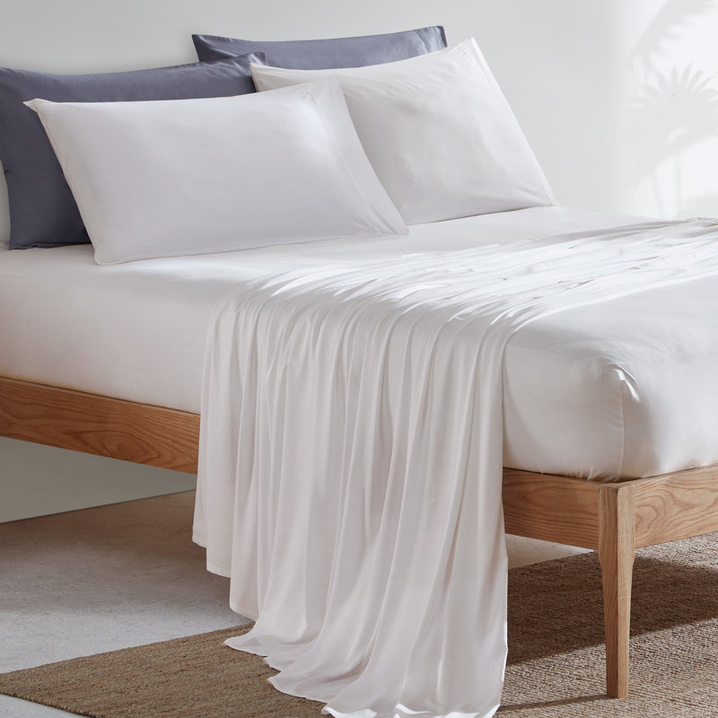 White Full/Double Cotton Bamboo Sheet Set with Pillowcases