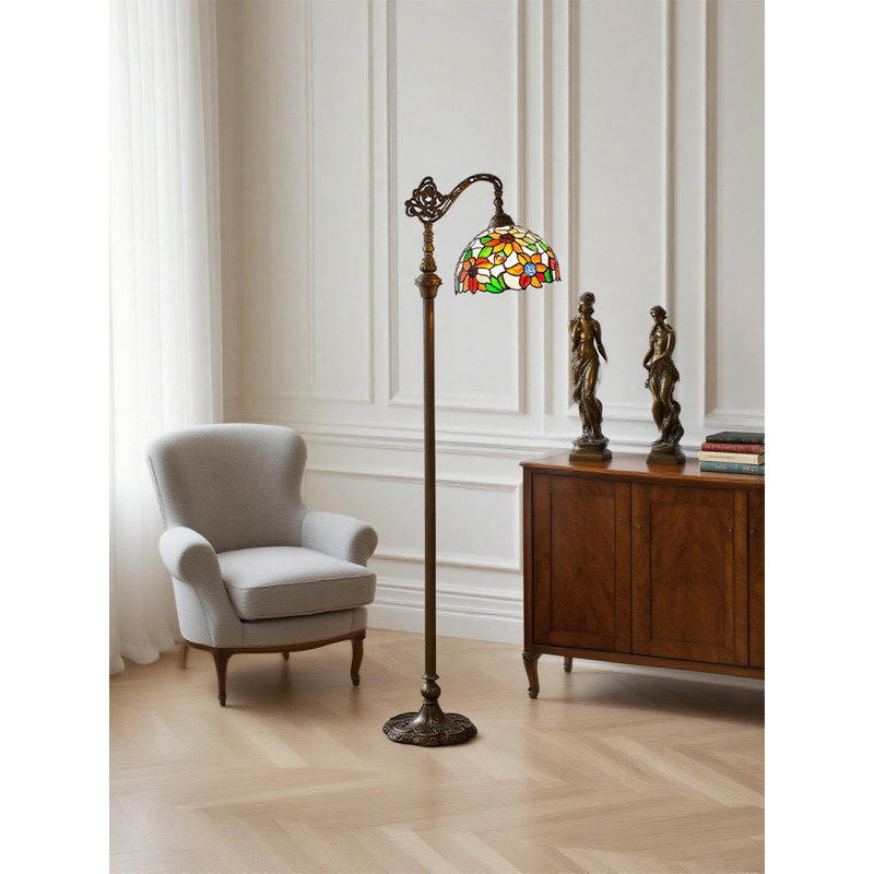 European-Style Glass, Iron Pole & Eco-Friendly Resin Floor Lamp