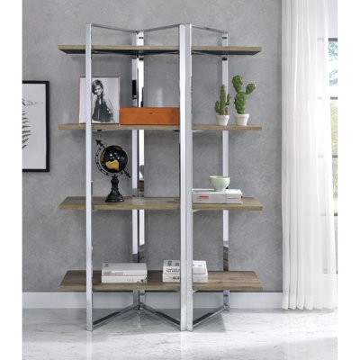 Étagère rectangulaire avec finition et 4 tablettes en bois pour l'organisation de grandes étagères de rangement
