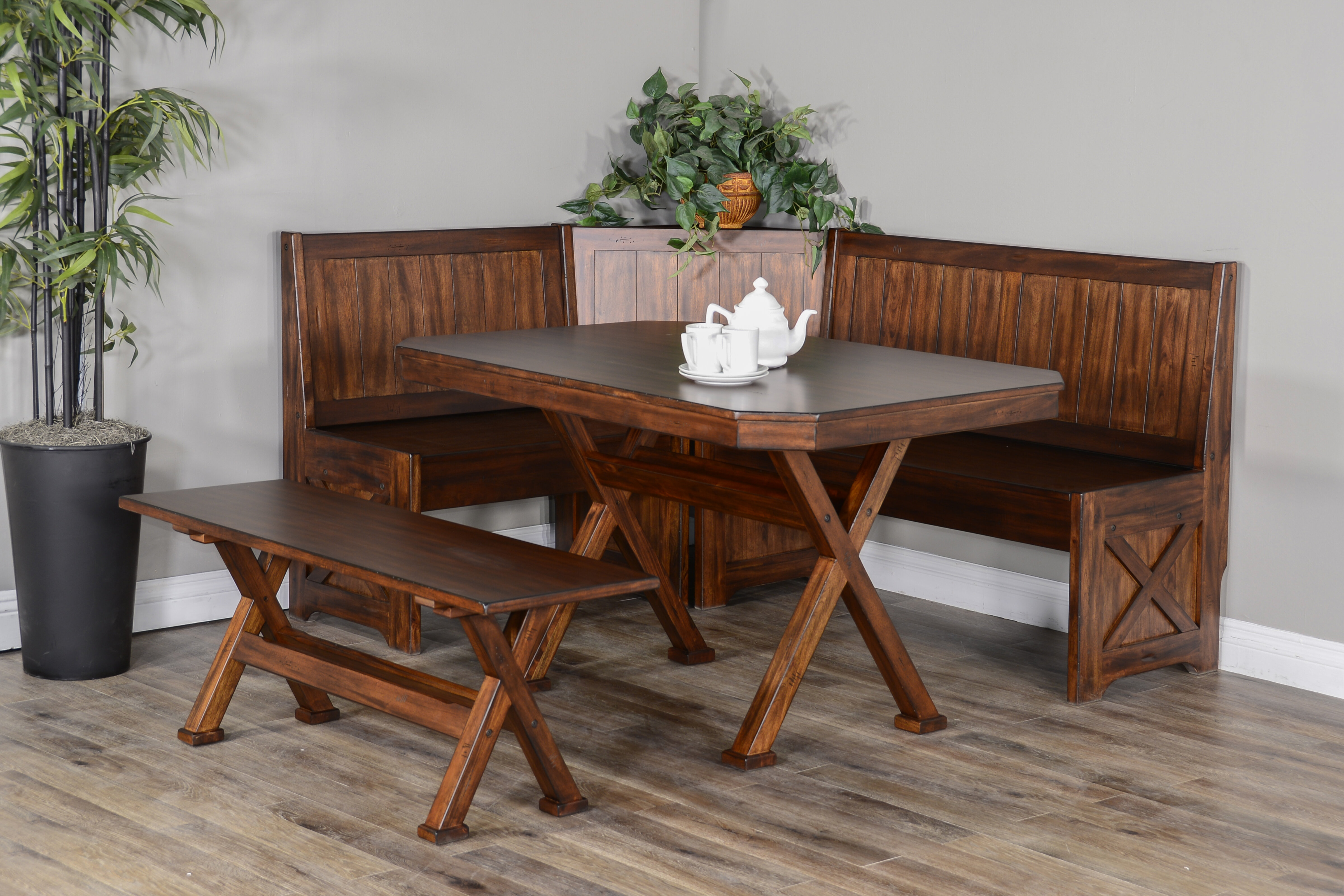 Padstow 3 piece solid discount wood breakfast nook dining set