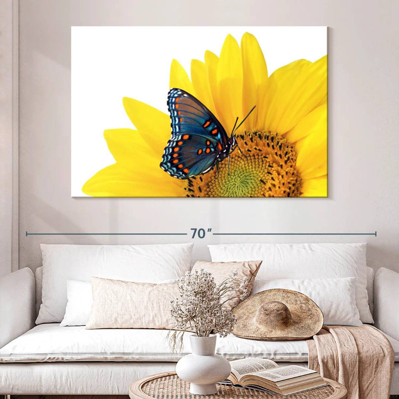 Tournesol Brampt avec papillon, H 34 po x l 51 po
