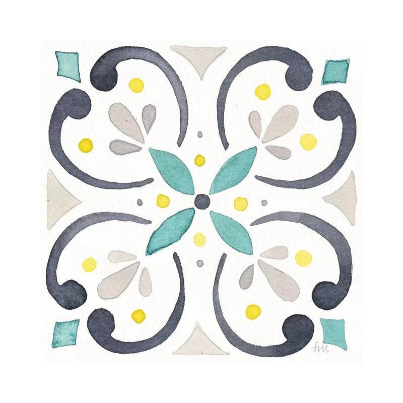 Garden Getaway Tile IV White by Laura Marshall - Wrapped Canvas Painting, 93.98cm H x 93.98cm W x 1.91cm D