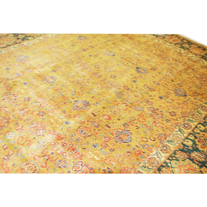 Tapis doré et rouge de haute qualité noué à la main