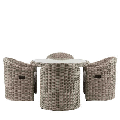 4 - Person Wicker Patio Dining Set with Round Table