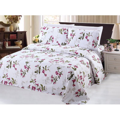Jiminez Home Bedding Bedroom essentials Cooling Soft Silky Zipper All Season 3 Pieces Rayon from Bamboo Printed Duvet Cover Set with 2 Pillowcases, Pink Light Floral Pattern King Size
