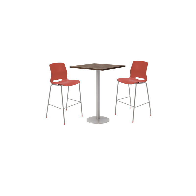 Ensemble de table de salle à manger carrée 30 "et chaise, Teck studio, Corail