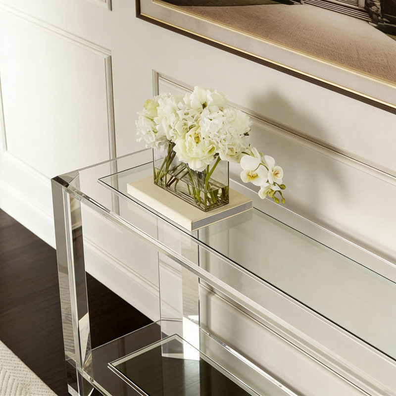 31.5" H x 31.5" W x 11.81" D Solid Wood Console Table, 31.5" H x 31.5" W x 11.81" D