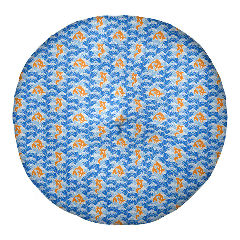 Coussin de sol Katelyn Elizabeth Koi, 26 po x 26 po, Bleu