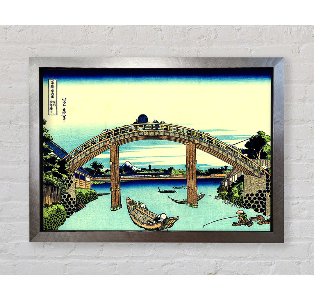 Hokusai Fuji durch die Mannenbrücke gesehen - Einzelner Bilderrahmen Kunstdrucke