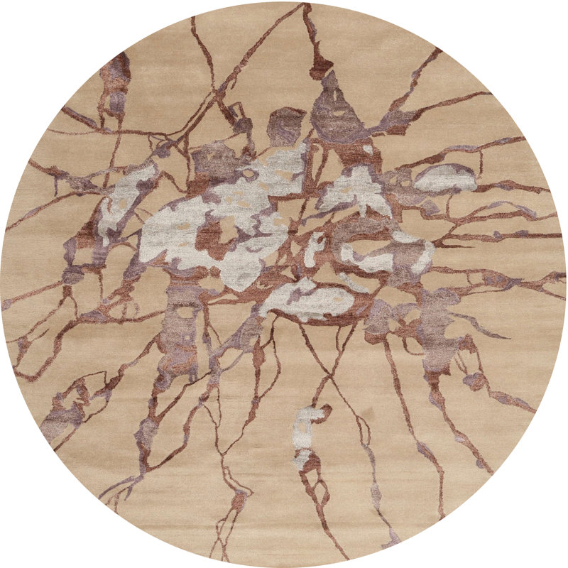 Tapis contemporain brun / rouge, Rond 4 pi
