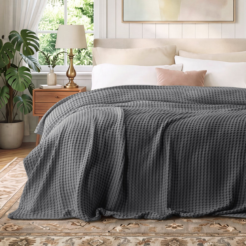 Bedsure 279gsm Cotton & Rayon from Bamboo Waffle Blanket GentleSoft™️, Twin XL, Warm Taupe