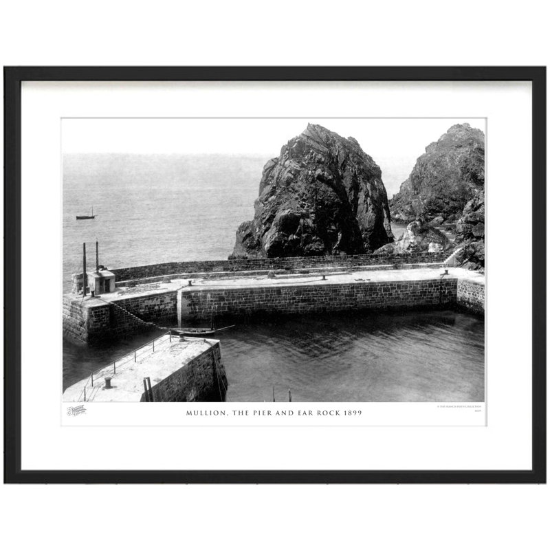 Mullion, The Pier And Ear Rock 1899 - Single Picture Frame Print, 45cm H x 60cm W x 2.3cm D