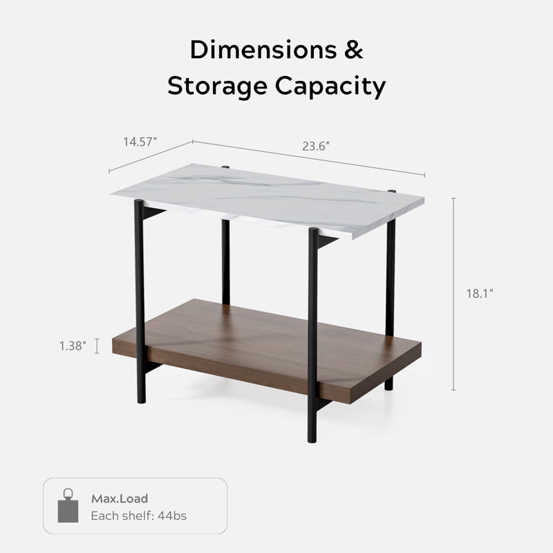 Faux Marble Top End Table, White Marble