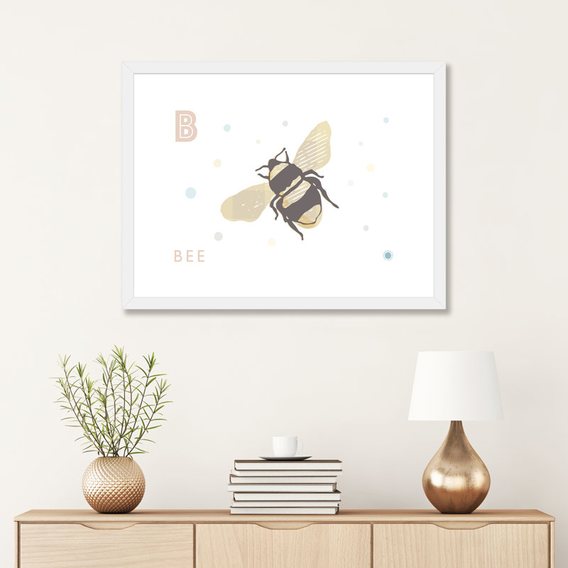 «B Is for Bee» - impression, Blanc, H 24 po x l 32 po x P 1 po, Papier encadré blanc