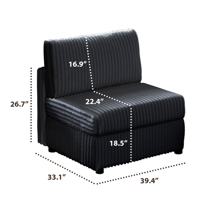 Chaise rembourrée sans accoudoir avec siège modulaire et canapé modulaire