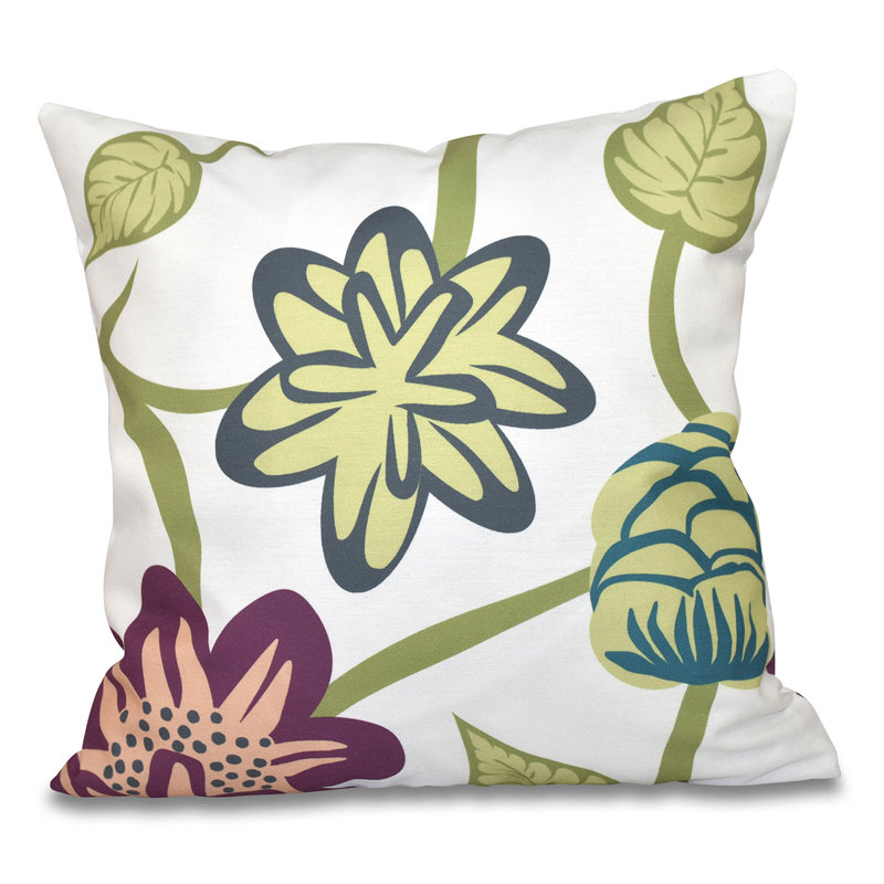 Housse et insert de coussin d'extérieur carré Botanical Blooms, 18 po x 18 po, Mauve