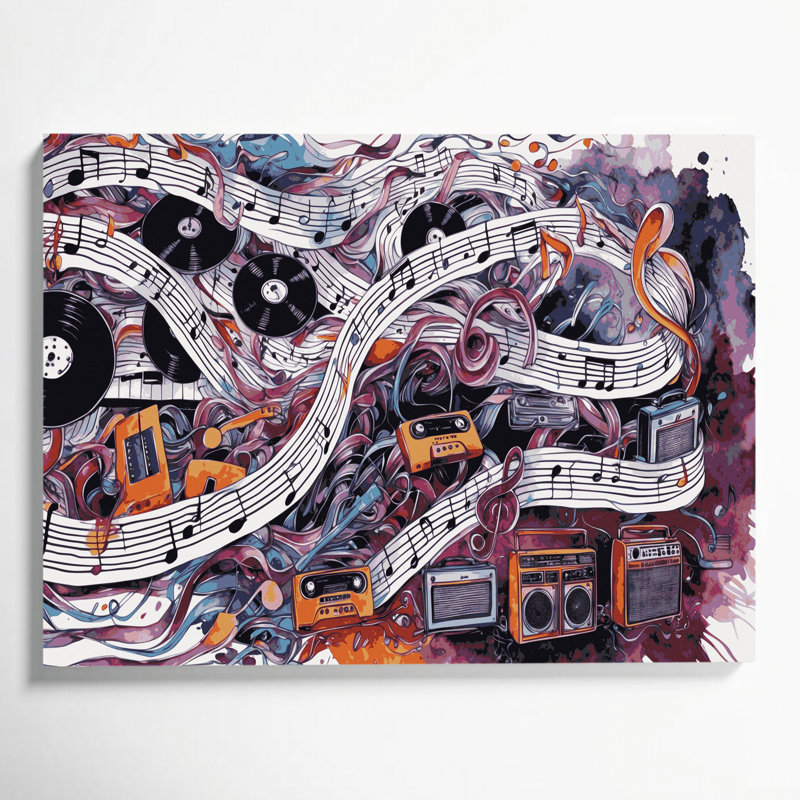 Art musical sur toile brune, H 20 po x l 24 po