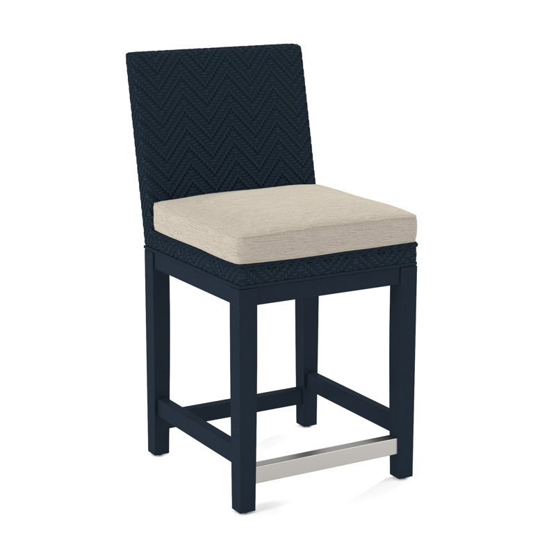 Upholstered Stool, Eggshell Crypton Performance; 0884-93, Navy Finish