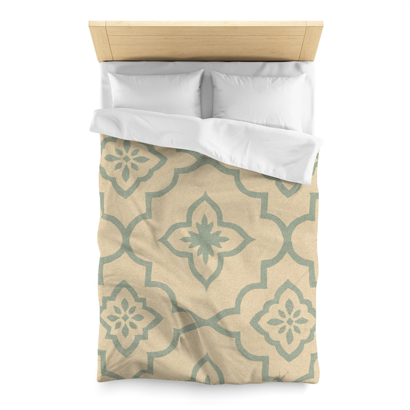 Microfiber Duvet Cover Boho Style, Design 33, Twin Duvet Cover, White