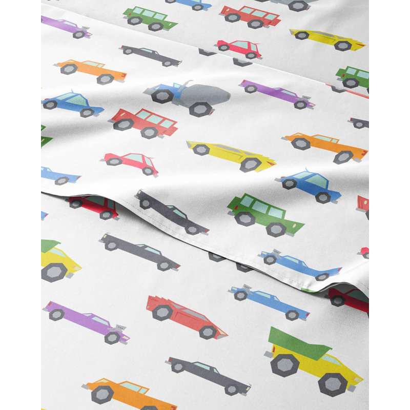 Kids Sheet Set, Soft Microfiber Bedding, Cozy & Breathable, Wrinkle Free Easy Care Bed Sheets, Cars