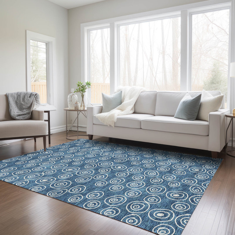 Washable Geometric Indoor / Outdoor Rug, Rectangle 9' x 12'