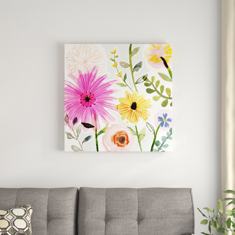 Floral Pop I by Victoria Borges - Painting on Canvas, 76cm H x 76cm W, Wrapped Canvas