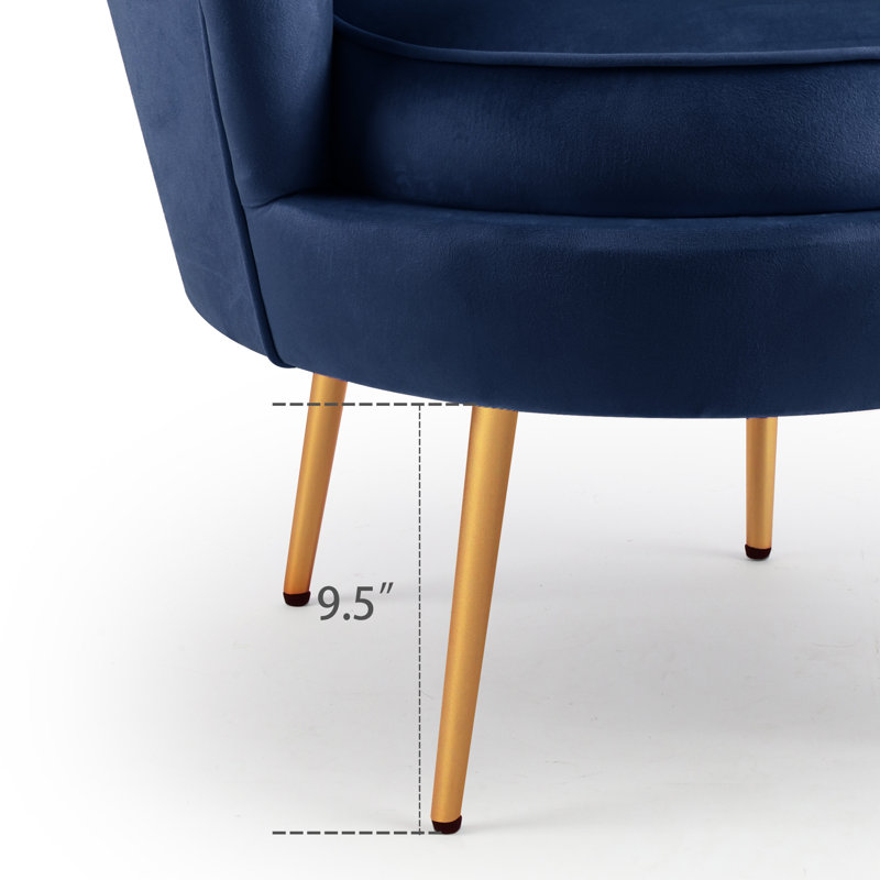 Fauteuil demi-tonneau en velours 28,8 po Raelynn, Velours bleu