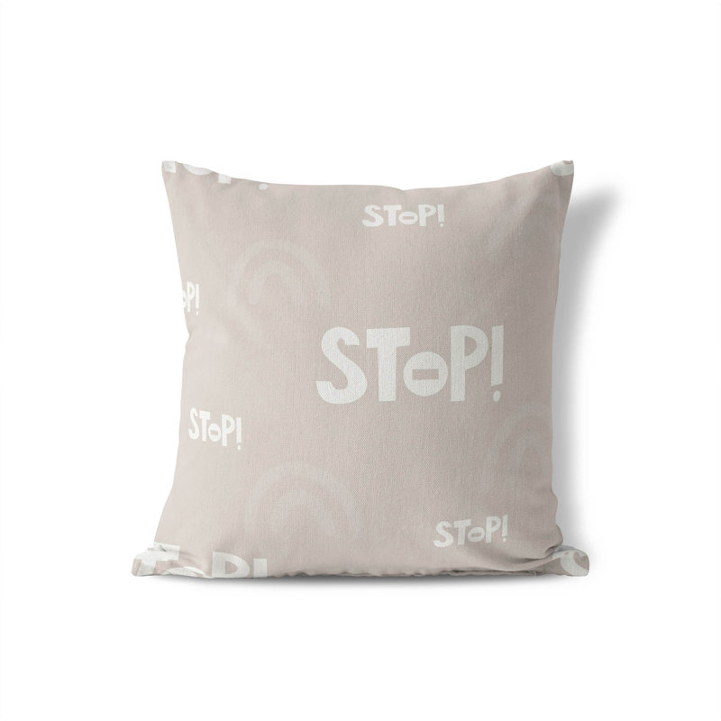 Coussin Stop, Taupe / ivoire, H 26 po x l 26 po