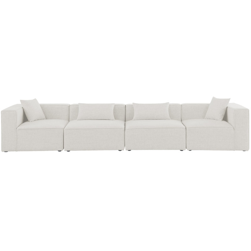 Canapé modulaire Cube, Tissu crème texturé en lin