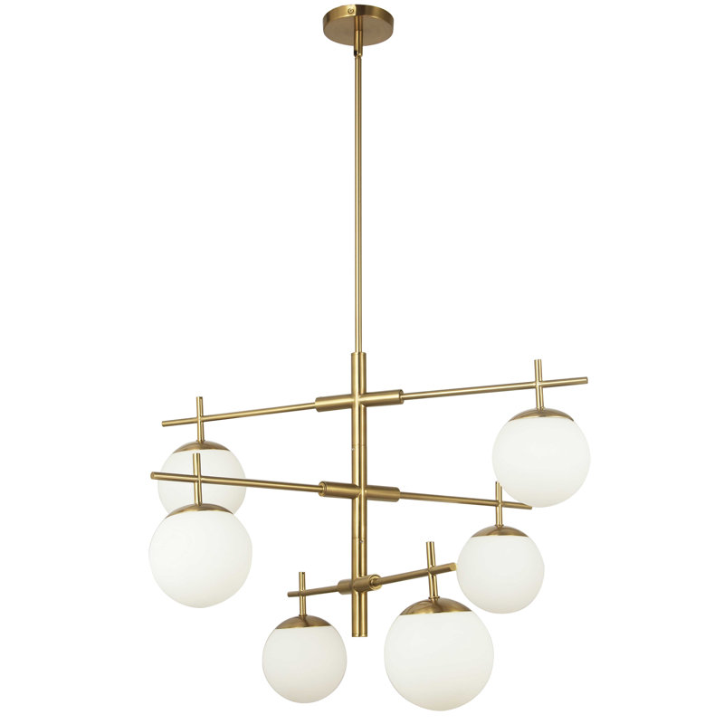 Lustre linéaire moderne à 6 lumières à intensité variable Dolly, Laiton vieilli