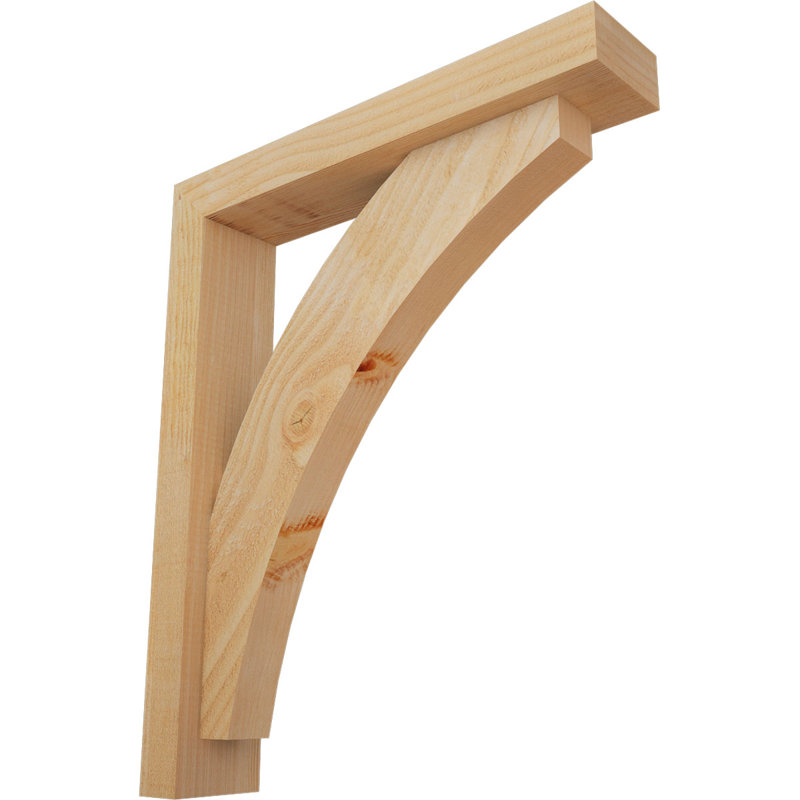 Thorton Block Bracket with Offset Brace, 24 x 20, 4"W Douglas Fir (Rough Sawn)