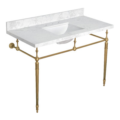 Kingston Brass Mayorca 37-Inch Quartz Console Sink with Brass Legs (8-Inch, 3-Hole)