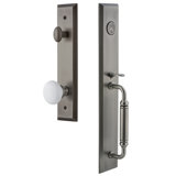 Fifth Avenue Handleset with Single Cylinder Deadbolt and Hyde Park Door Knob and Rosette