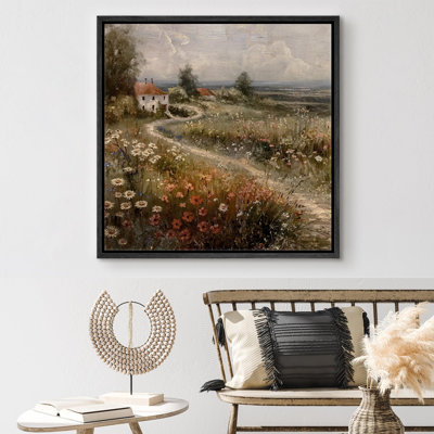 "Chemin de campagne rétro avec des illustrations de nature sauvage rustique"
