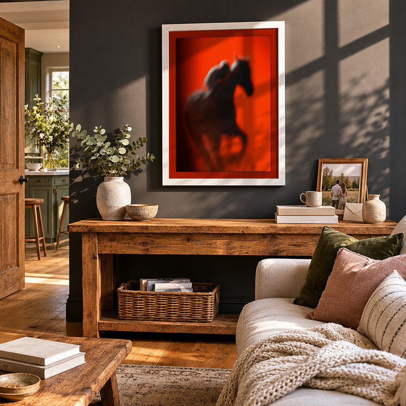 Rider In Motion Modern - Single Picture Frame Print, A4 - 29.7 x 21.0 cm, White