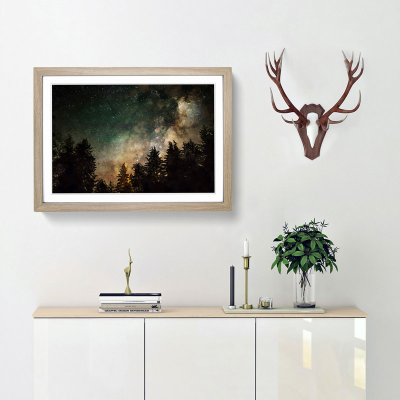 Milky Way Above the Treetops in Abstract - Picture Frame Graphic Art Print, Oak Framed, 62cm H x 87cm W x 2cm D