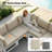 11 Pieces Modern Aluminum Patio Furniture Set With Fire Table, Outdoor Modular Sectional Conversation Set With Patio Chaise Lounges-1324762701