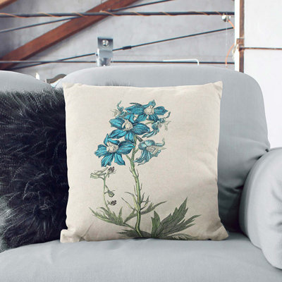 Illustration of Blue Wildflowers Cushion with Filling