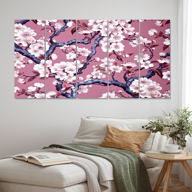 Cherry Blossum Flower Whispers I - Ensemble de décoration murale en métal Cherry Blossom
