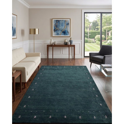 Beige | Tapis d'intérieur gris contemporain 100% laine gris fait à la main