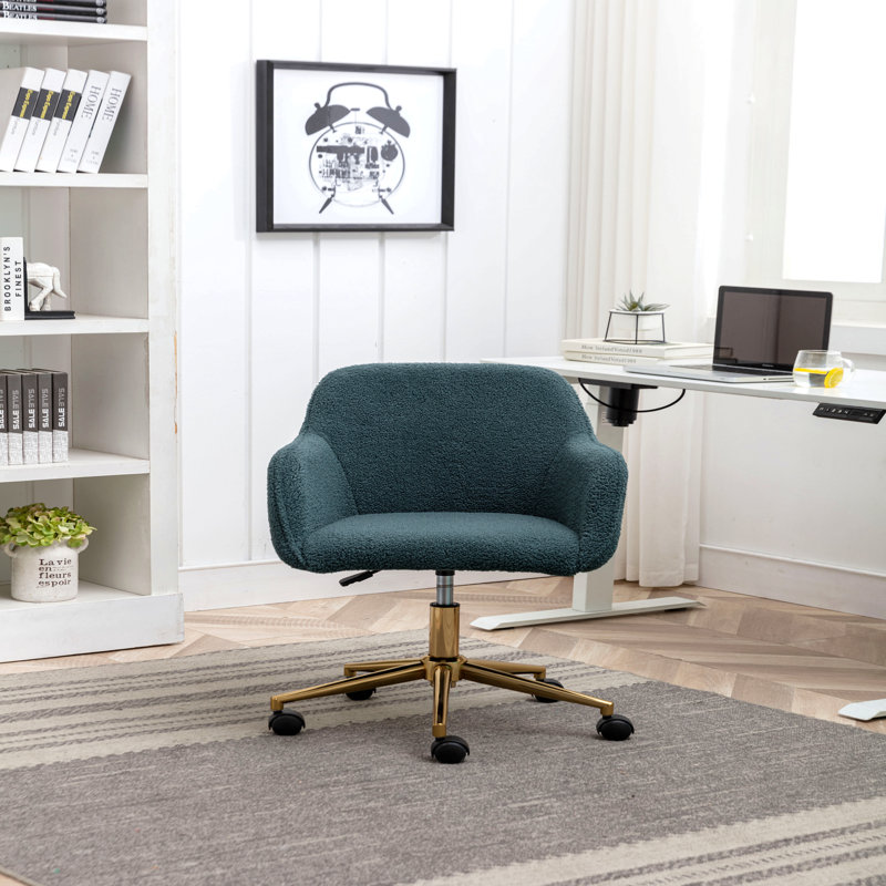 Chaise de bureau verte en tissu Teddy, Vert
