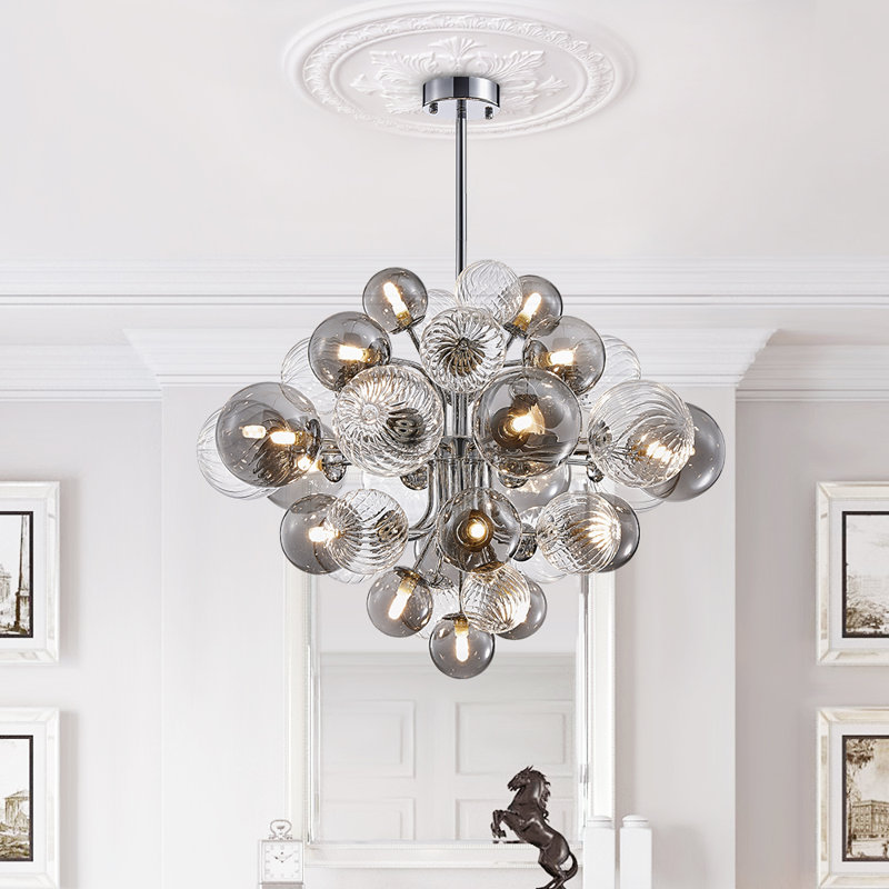 Lustre à bulles en verre fumé 18 lumières Avaeya